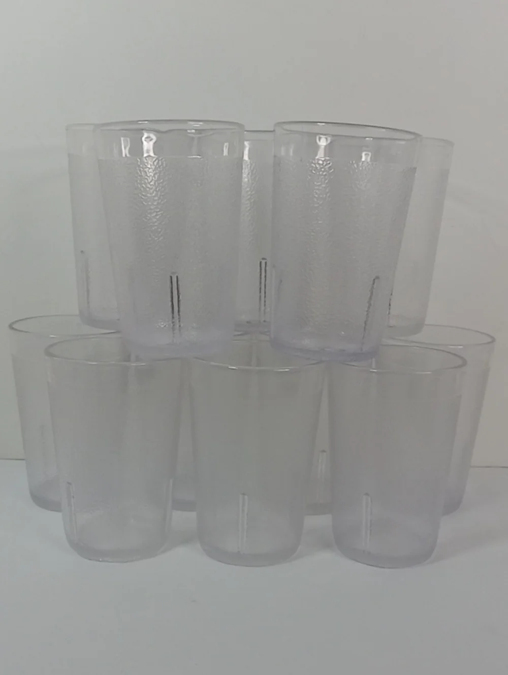 Vintage Texan Clear Pebble Textured Plastic Drinking Tumblers - Set of 10